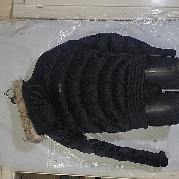 Spyder Puffer Jacket Insulated Quilted Full Zip Winter Coat SP Black down filled - Picture 7 of 10